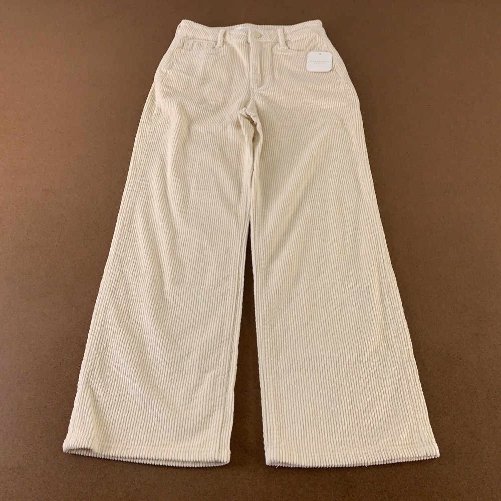 Altar'd State Womens 24 Cream High Rise CeCe Cropped Corduroy Pants NWT *Flaw
